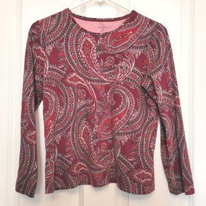 Croft & Barrow Red Paisley Long Sleeve T-Shirt